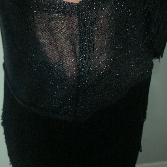 Black Flapper Dress Costume by California Costume Collections L Sparkle Fringe - Picture 7 of 13